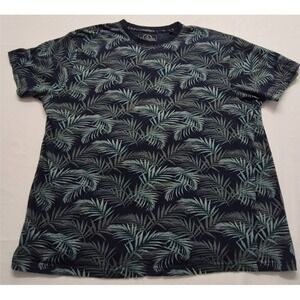 Knit‎ Heritage men's black crew neck t-shirt green leaf print 2XL 100% Cotton